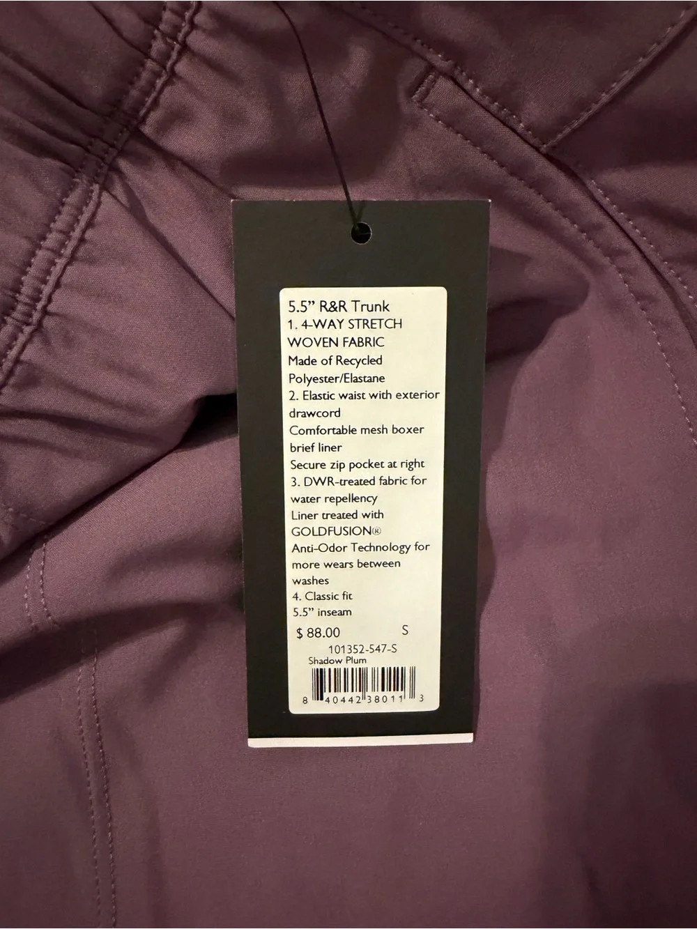 🔥5 for $25 NWT Rhone Men’s 5.5” R&R Trunk Hybrid Swim Shorts Shadow Plum Size S